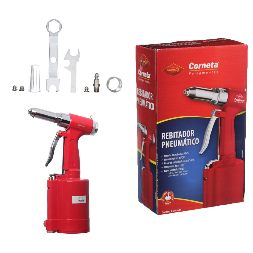Rebitadeira Pneumatica Profissional 1/4 Corneta Ferramentas