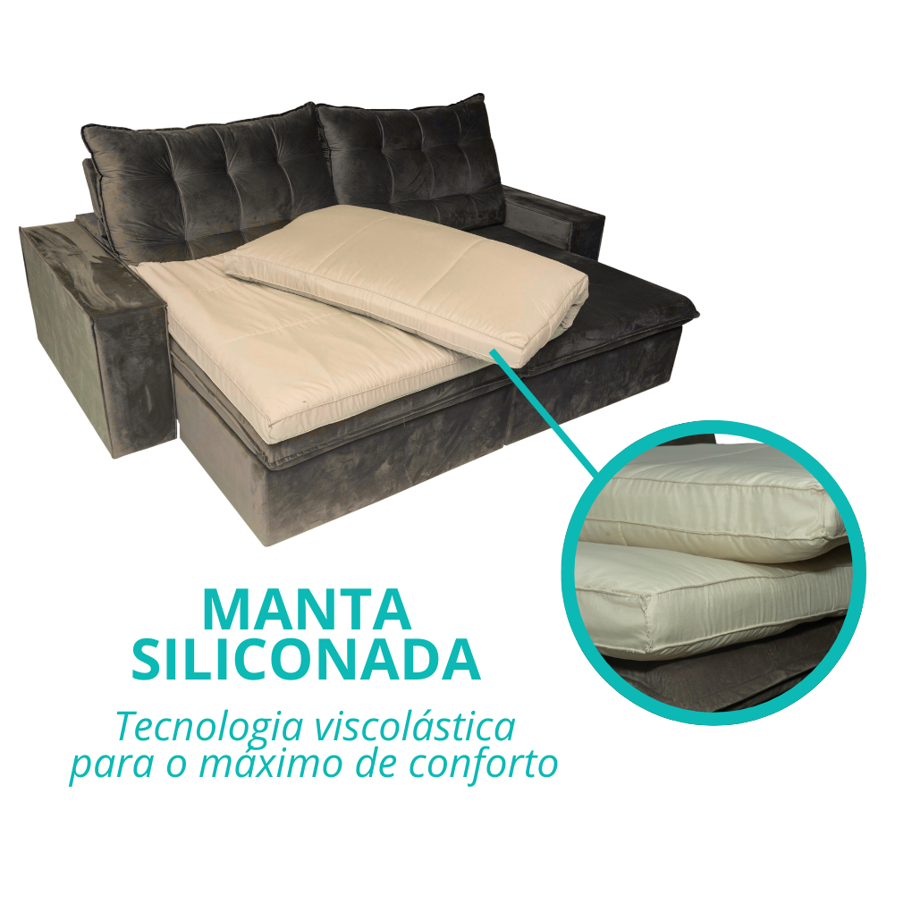 Pillow Top de Sofá Retrátil e Reclinável Almofada Fibras Macias Marrom 210X100cm