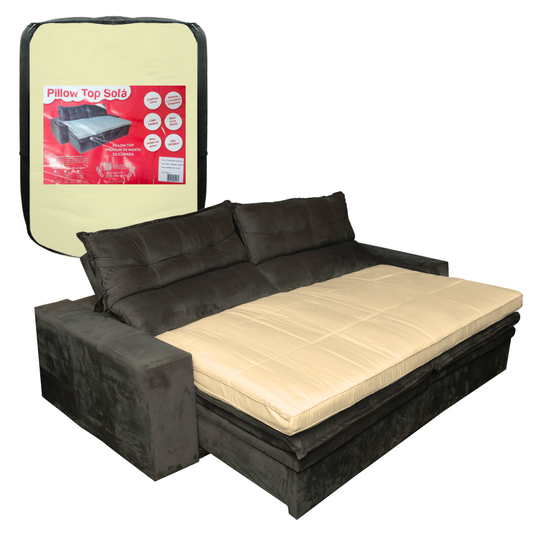 Pillow Top de Sofá Retrátil e Reclinável Almofada Fibras Macias Bege 160x80cm