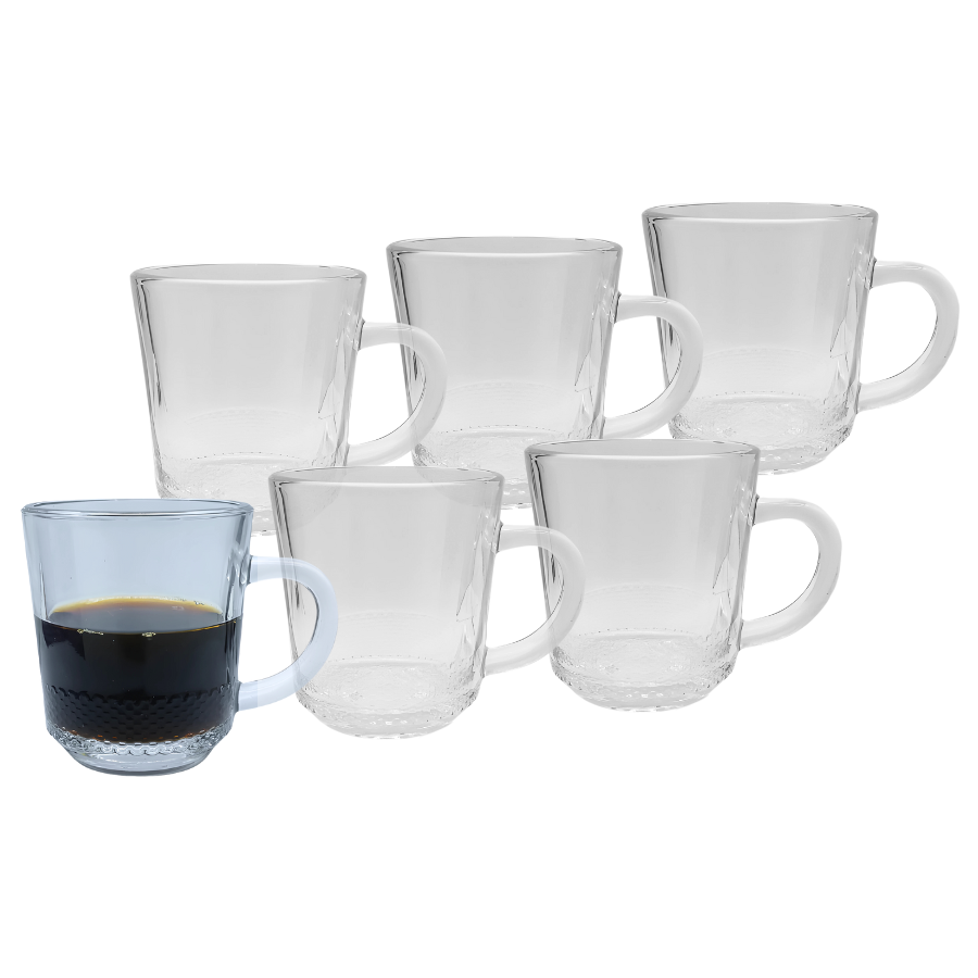 Xicara Vidro Transparente Café Chá Cappuccino Alça 90ml 2 Pç