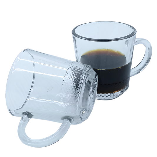 Xicara Vidro Transparente Café Chá Cappuccino Alça 90ml 2 Pç