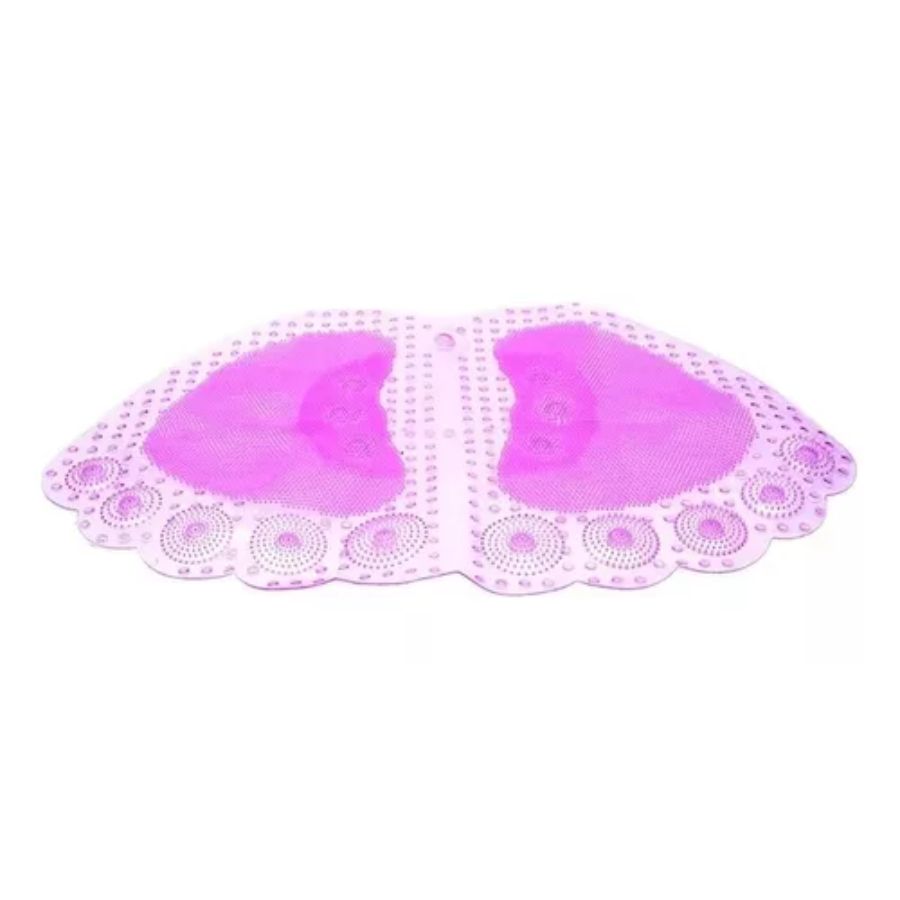 Tapete Antiderrapante PVC Contorno Pegada Roxo 31,5x57cm - WX10957