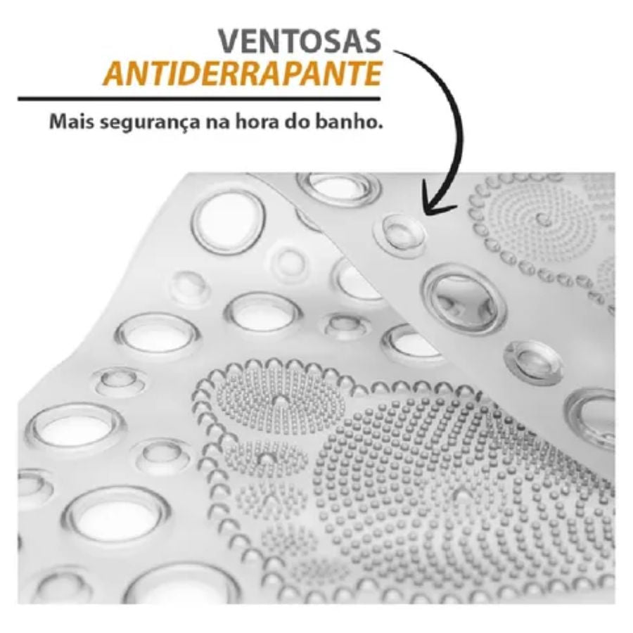 Tapete Antiderrapante PVC Contorno Pegada Cinza 31,5x57cm - WX10957
