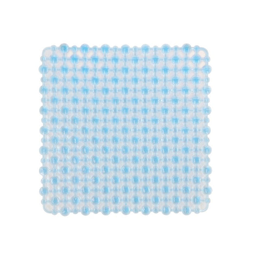 Tapete Antiderrapante PVC Quadrado Pontos Azul 27x27cm - WX10966