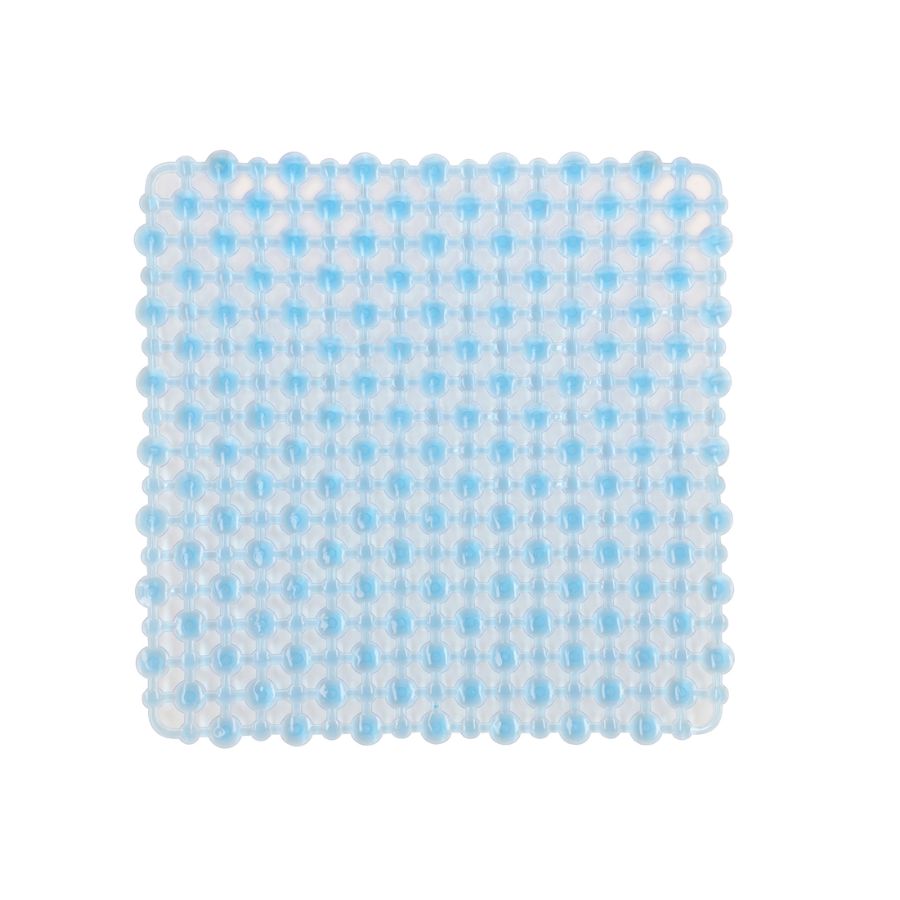 Tapete Antiderrapante PVC Quadrado Pontos Azul 27x27cm - WX10966
