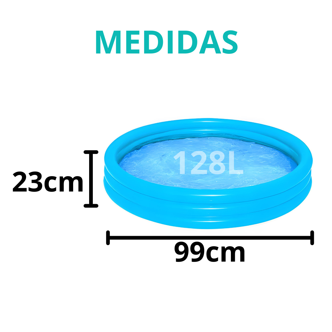 Piscina Redonda Infantil Com 3 Anéis Infláveis Criança Sortida 118l