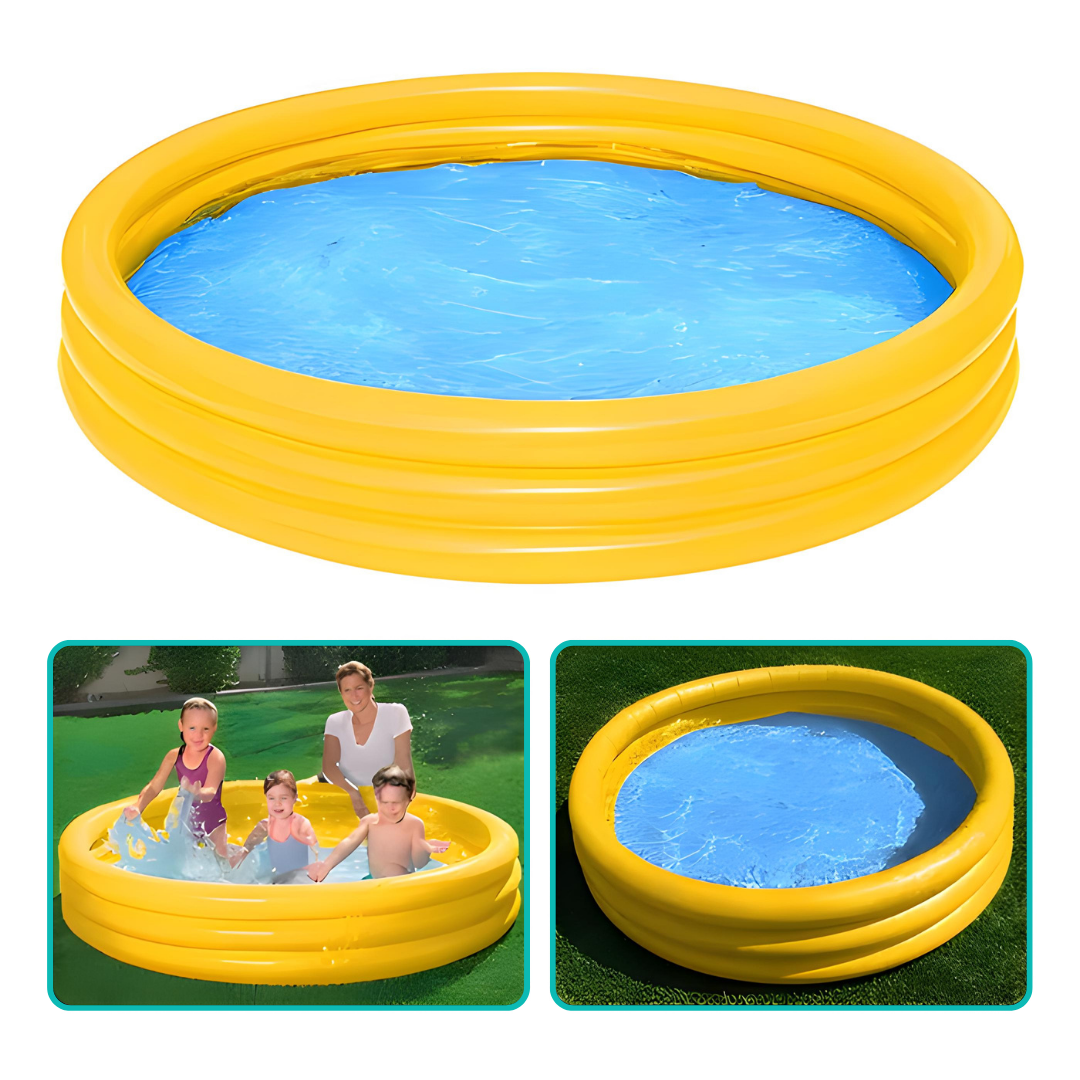 Piscina Redonda Infantil Com 3 Anéis Infláveis Criança Sortida 118l