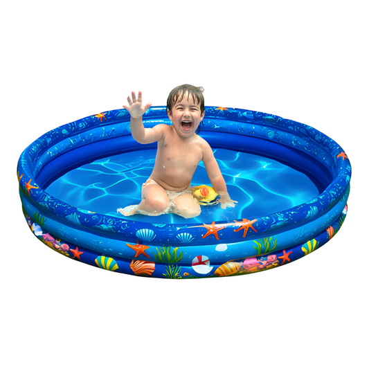 Piscina Inflável Redonda Infantil Com 3 Aneis 253 Litros