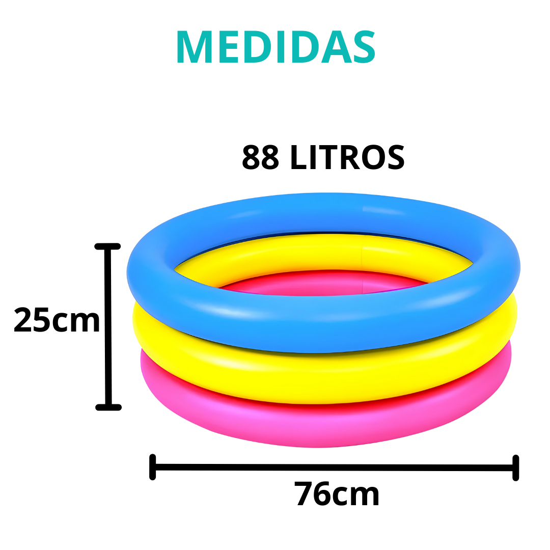 Piscina Inflavel 3 Aneis 88L - WS10086-1