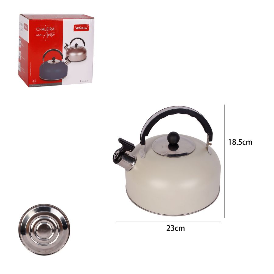 Chaleira Apito Inox Off White Matte 2,5L - WX12583