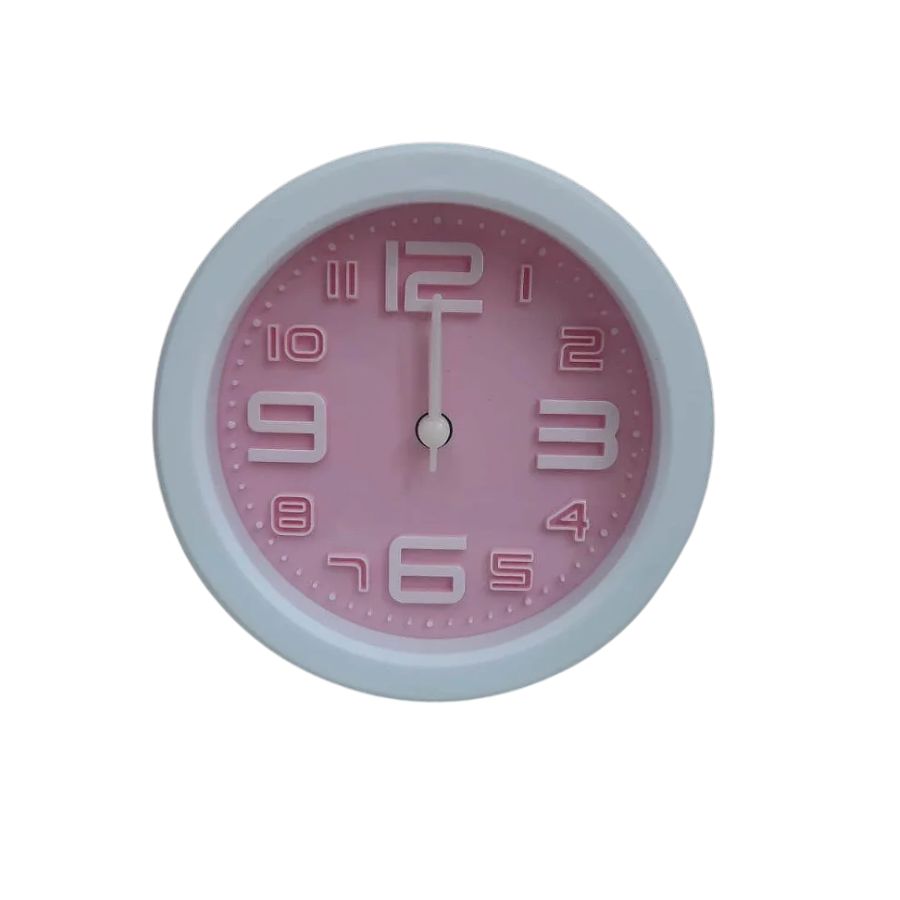 Relogio De Mesa Redondo PP Rosa Claro 11cm - WX13590