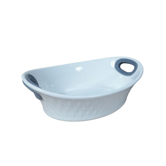Travessa Ceramica Oval Alça Silicone Alpe Cinza 16,5x11,5cm Display 12 Pcs - WX14043