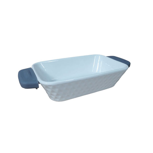Travessa Ceramica Retangular Alça Silicone Lepontine Cinza 27x13,5cm - WX14048