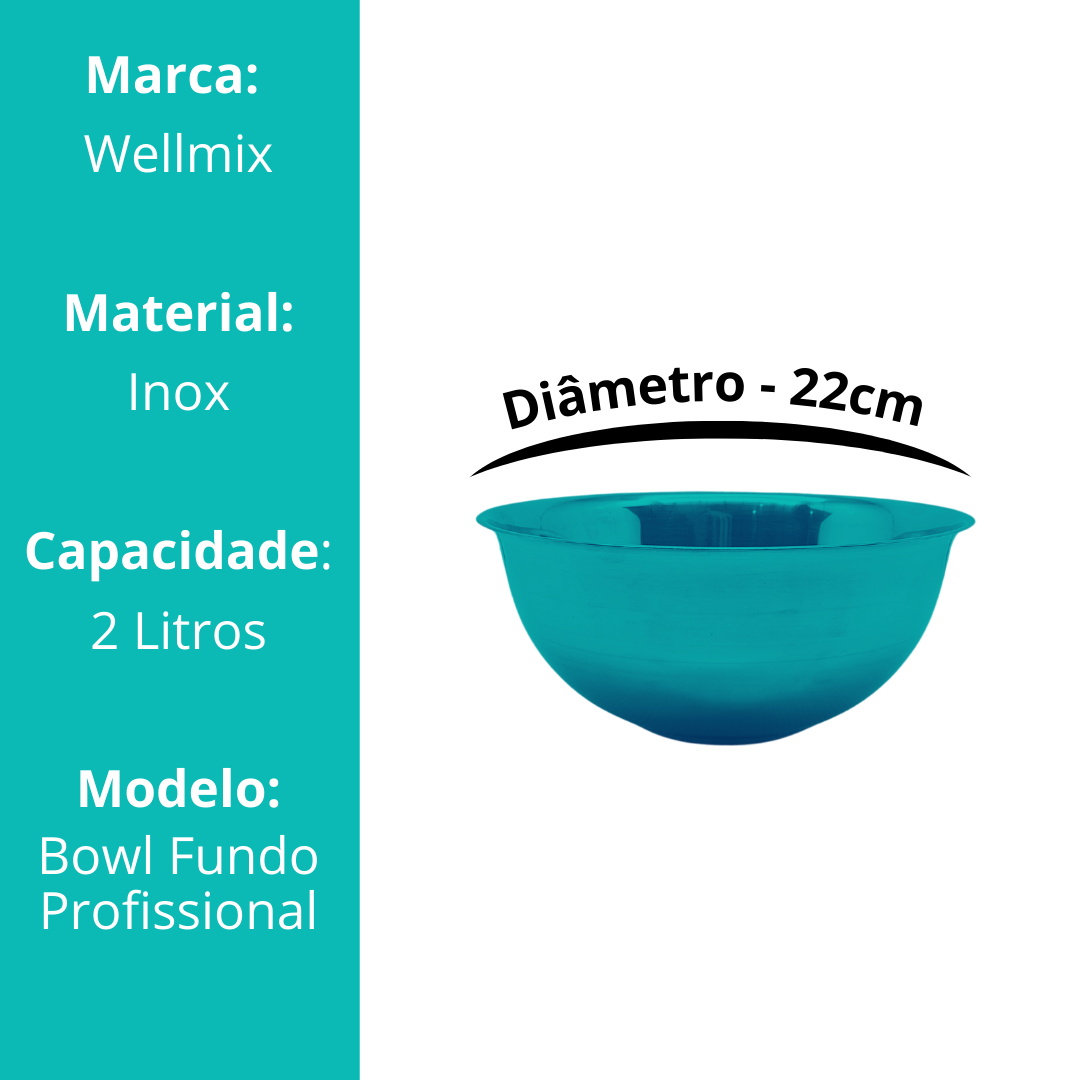Bowl Aço Inox 22cm Tigela Cumbuca Bacia Reforçada Cozinha