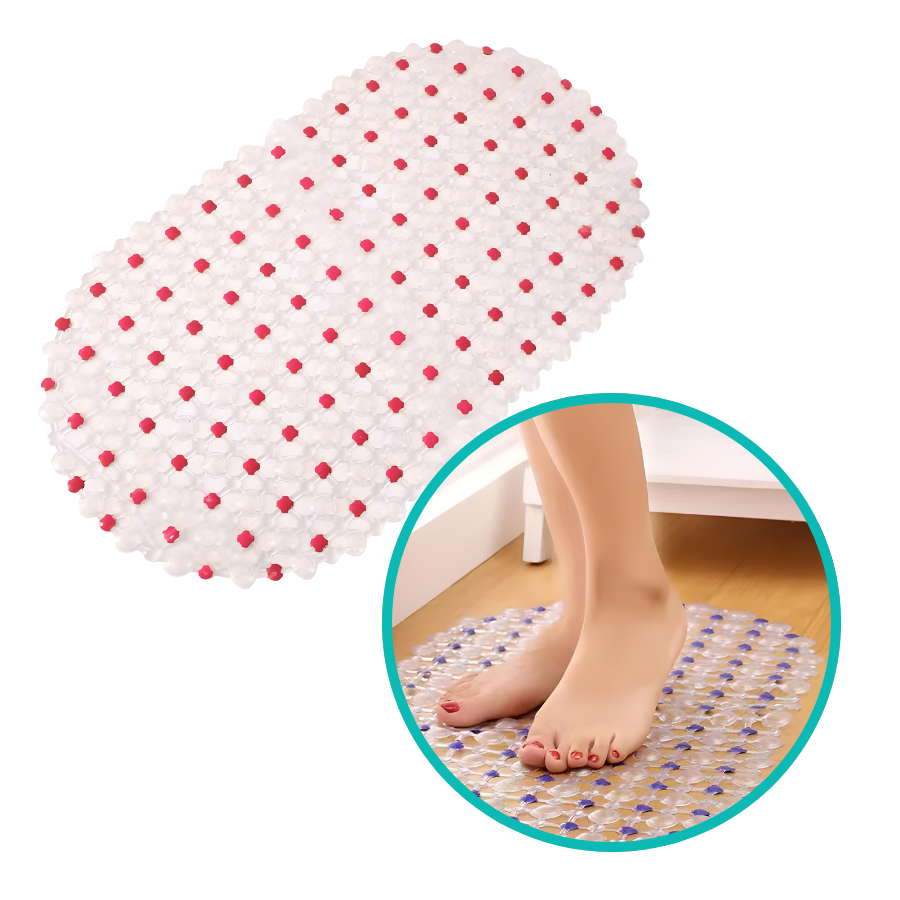 Tapete Antiderrapante PVC Oval Vermelho 35x35x65cm - WX3339
