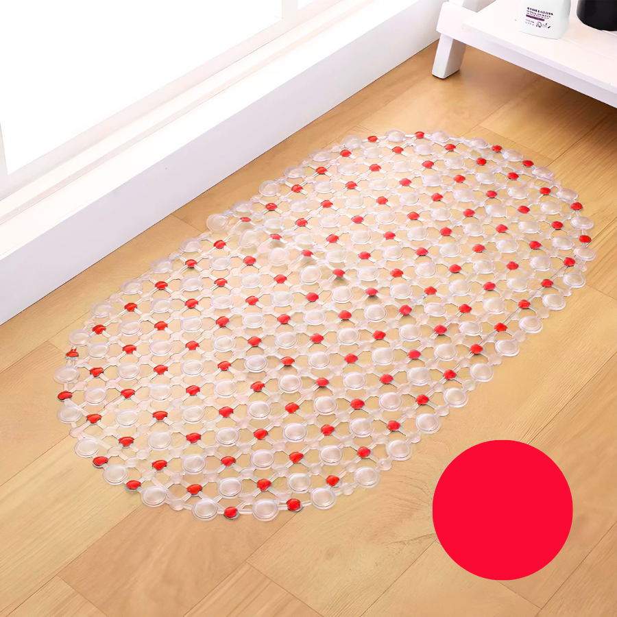 Tapete Antiderrapante PVC Oval Vermelho 35x35x65cm - WX3339
