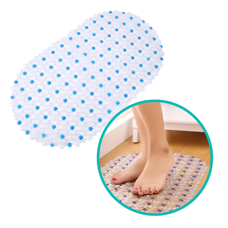 Tapete Antiderrapante PVC Oval Azul 35x35x65cm - WX3339
