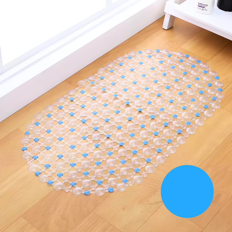 Tapete Antiderrapante PVC Oval Azul 35x35x65cm - WX3339