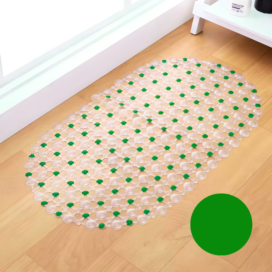 Tapete Antiderrapante PVC Oval Verde 35x35x65cm - WX3339