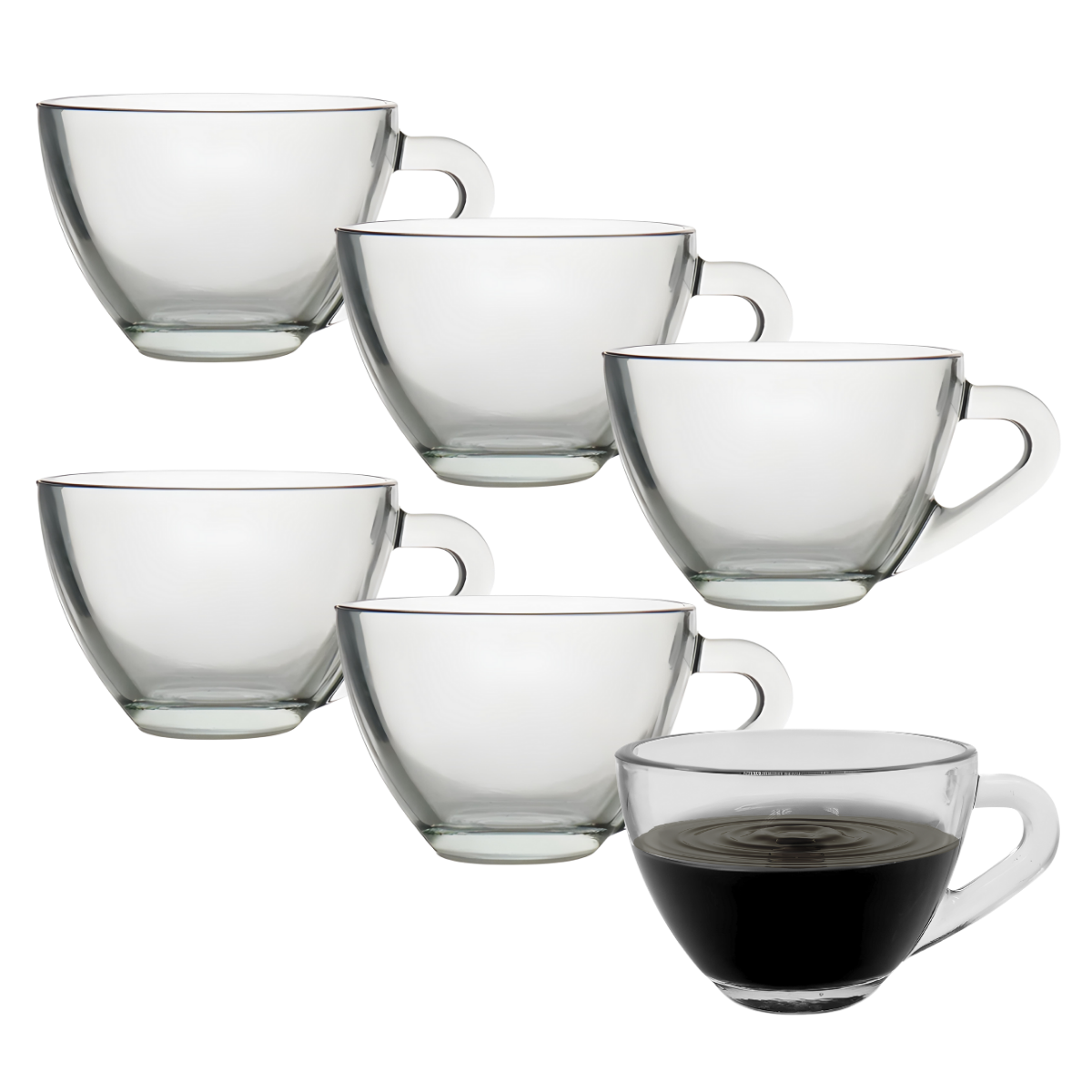 Xicara Vidro Transparente Café Chá Cappuccino Alça 90ml 2 Pç