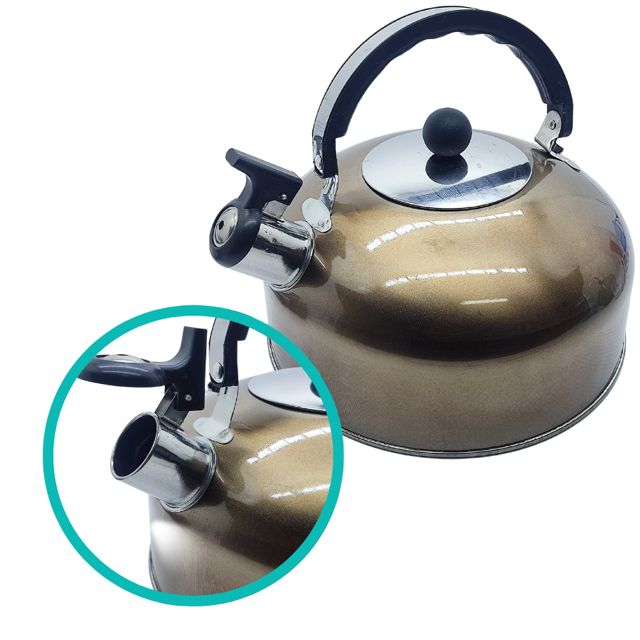 Chaleira Apito Inox Bronze Metalico 2,5L - WX12581