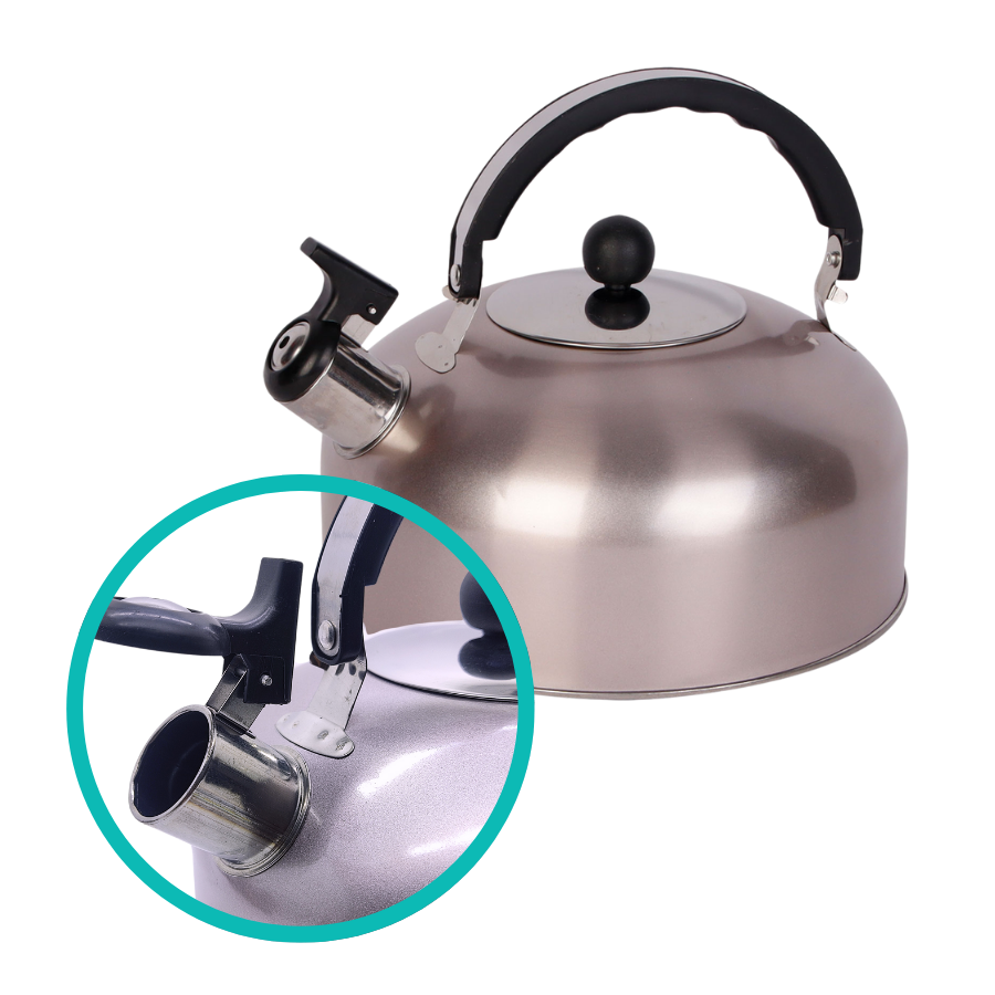 Chaleira Apito Inox Champagne Metalico 2,5L - WX12582