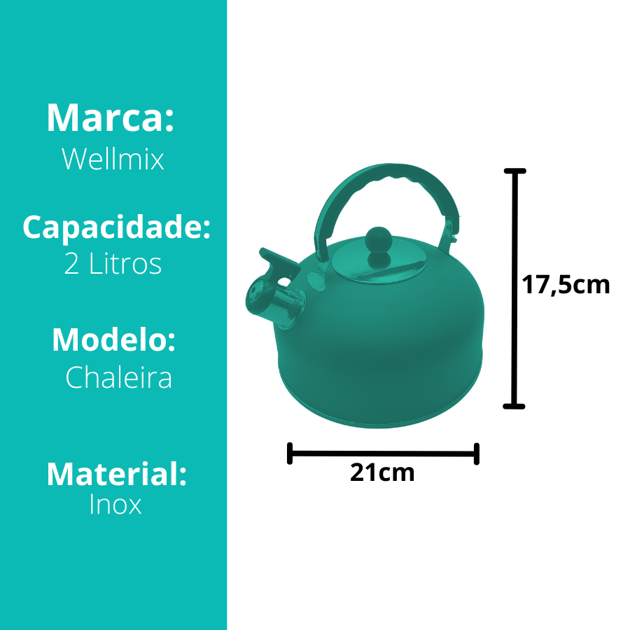 Chaleira Apito Inox Off White Matte 2,5L - WX12583