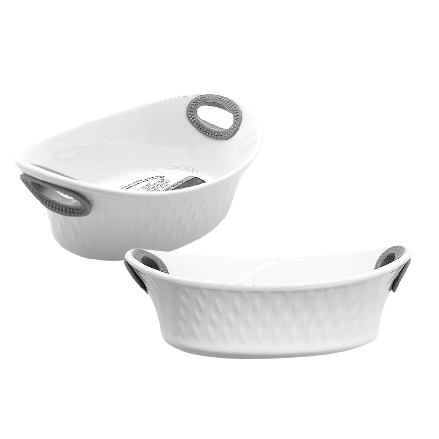 Travessa Ceramica Oval Alça Silicone Alpe Cinza 16,5x11,5cm Display 12 Pcs - WX14043