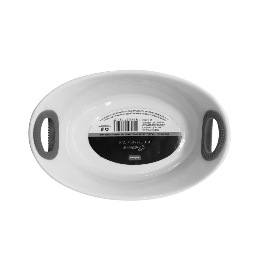 Travessa Ceramica Oval Alça Silicone Alpe Cinza 16,5x11,5cm Display 12 Pcs - WX14043