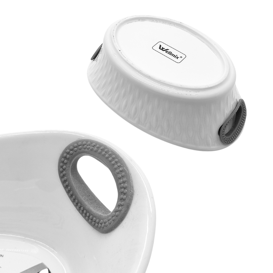 Travessa Ceramica Oval Alça Silicone Alpe Cinza 16,5x11,5cm Display 12 Pcs - WX14043