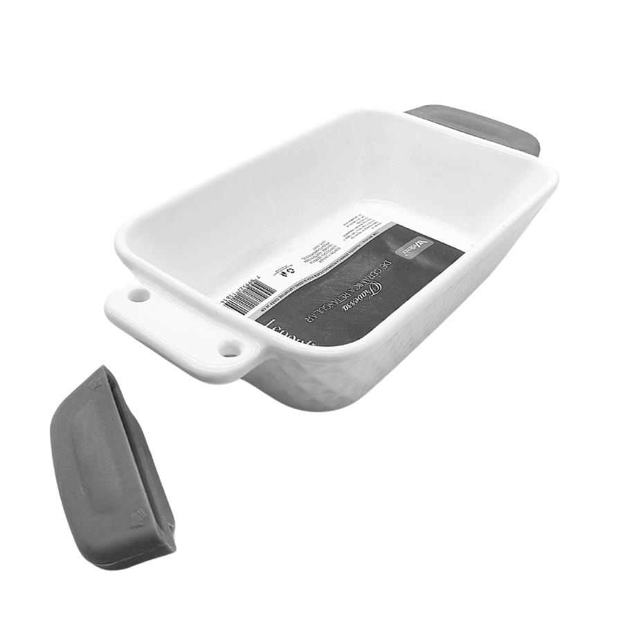 Travessa Ceramica Retangular Alça Silicone Lepontine Cinza 27x13,5cm - WX14048