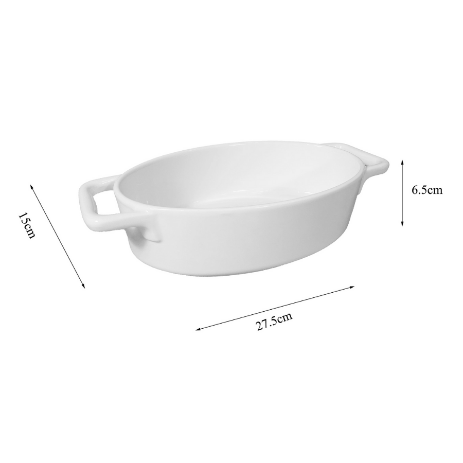 Travessa Ceramica Oval Alça Santis 15x27,5cm - WX14074