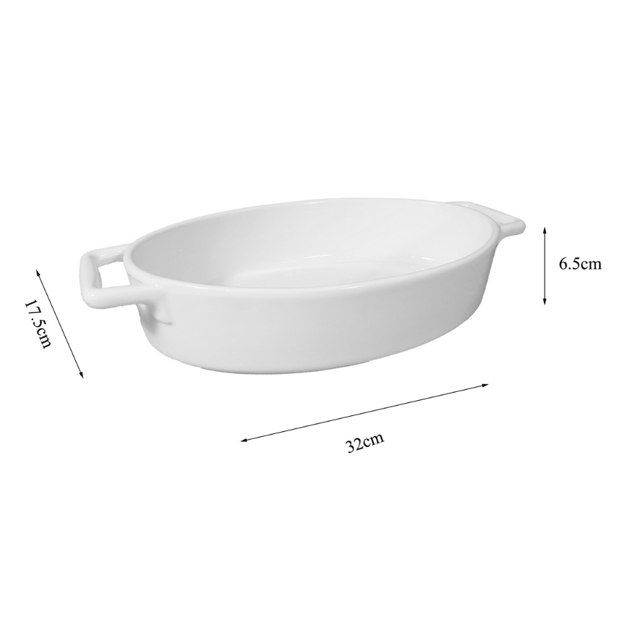 Travessa Ceramica Oval Alça Santis 17,5x32cm - WX14081