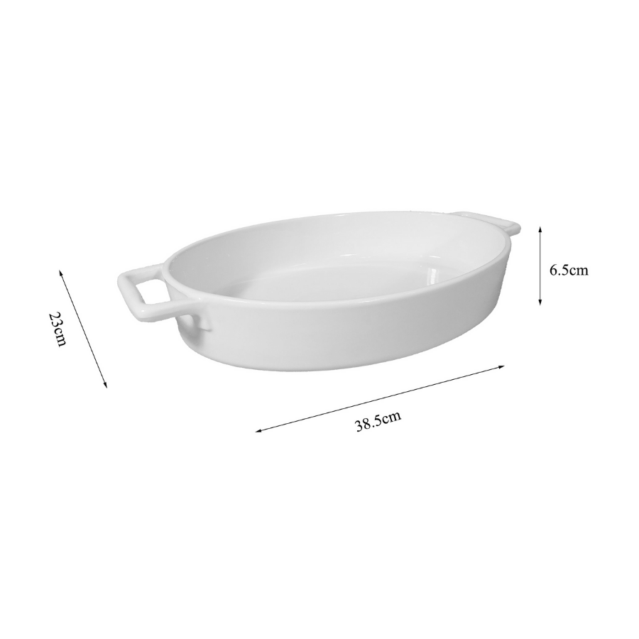 Travessa Ceramica Oval Alça Santis 38,5x23cm - WX14086