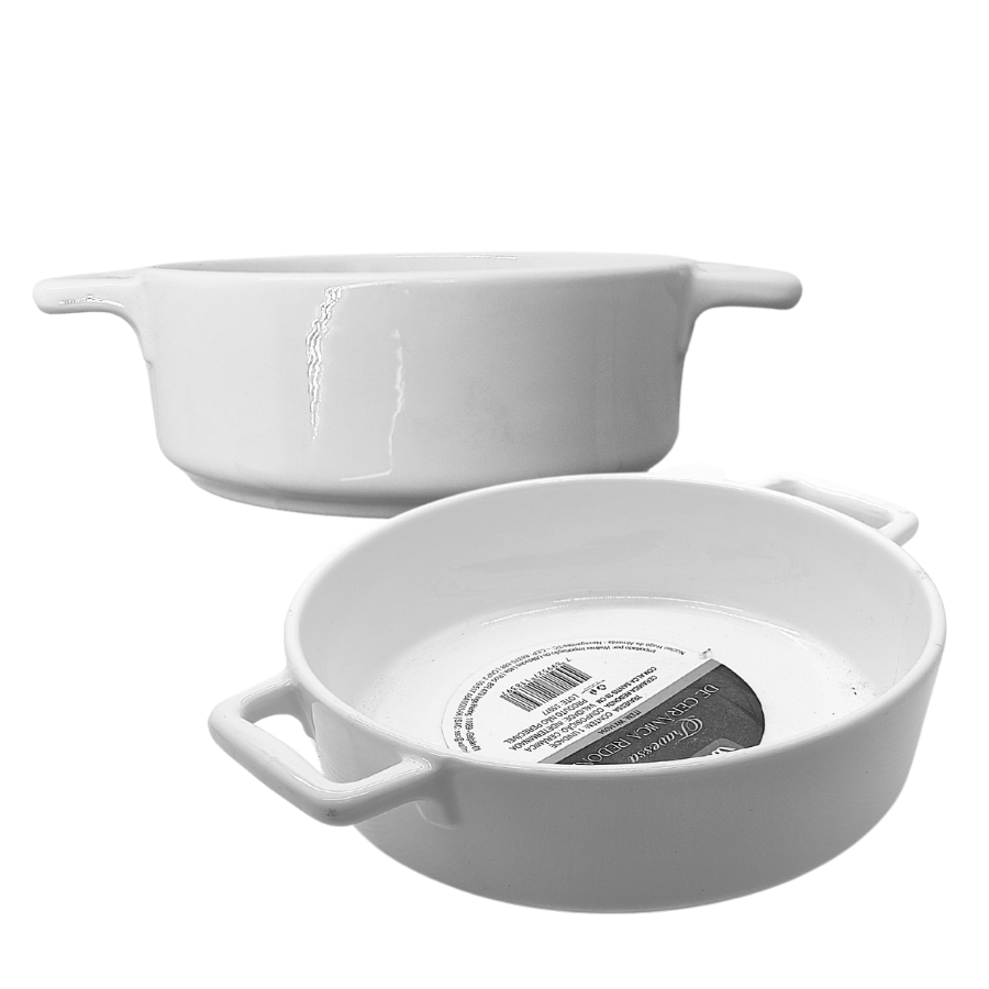 Travessa Ceramica Redonda Com Alça Santis 23x17,5cm - WX14091