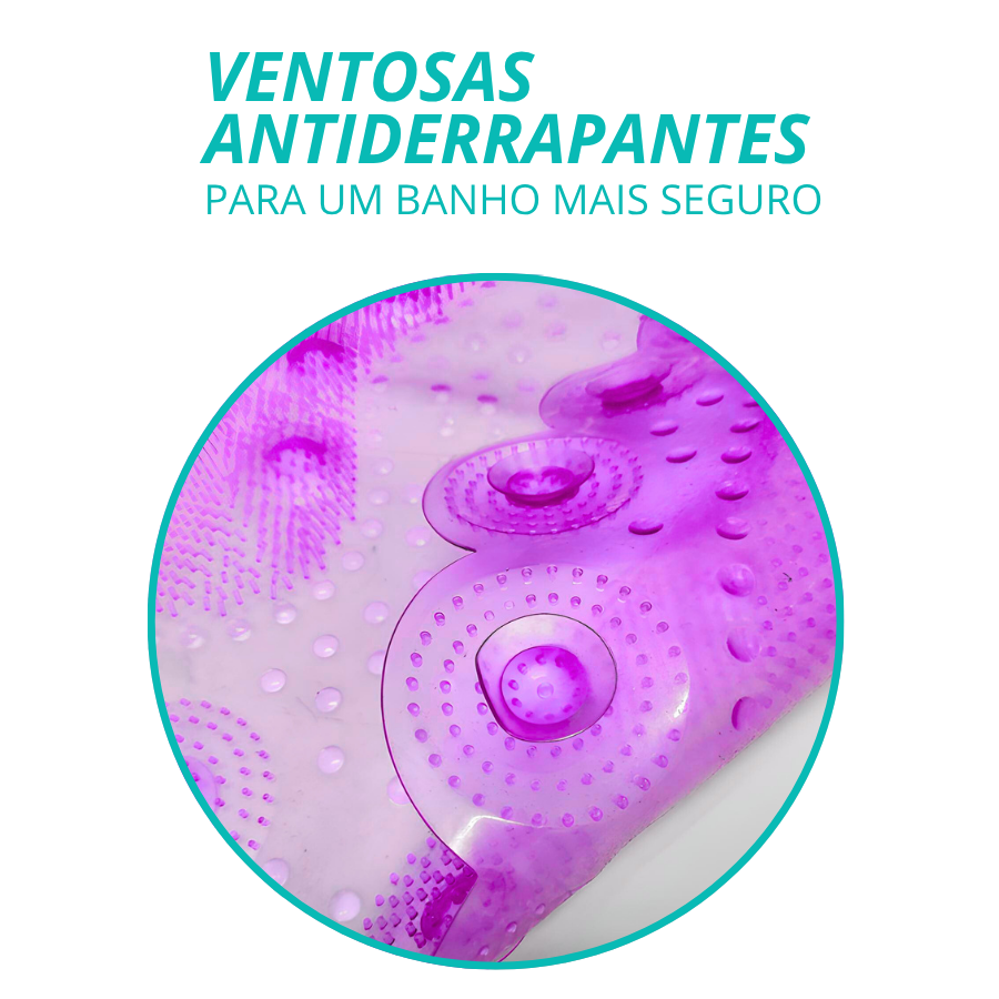 Tapete Antiderrapante PVC Contorno Pegada Roxo 31,5x57cm - WX10957