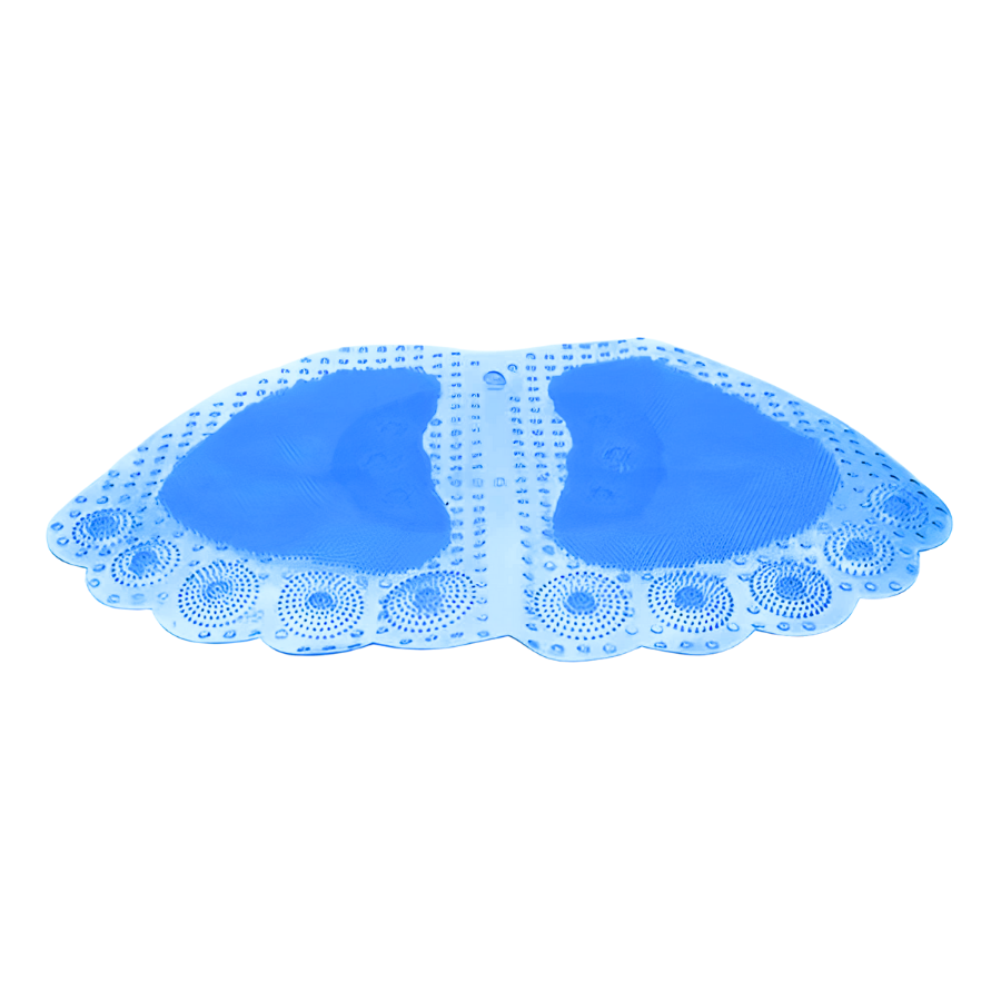 Tapete Antiderrapante PVC Contorno Pegada Azul 31,5x57cm - WX10957