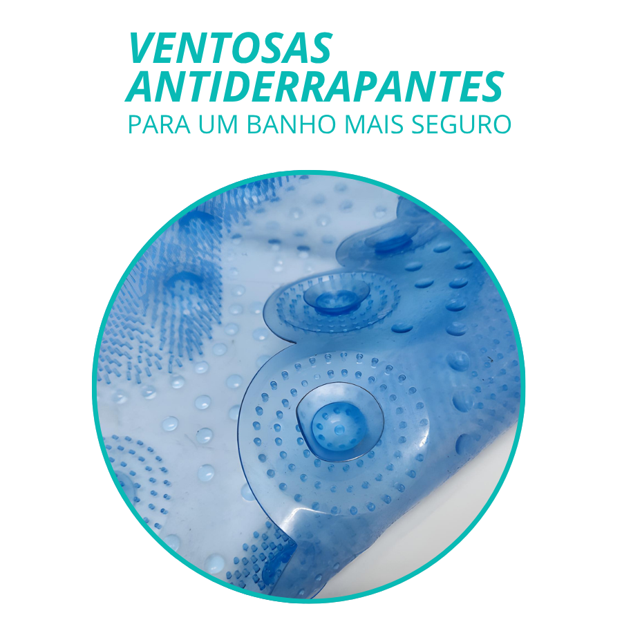 Tapete Antiderrapante PVC Contorno Pegada Azul 31,5x57cm - WX10957