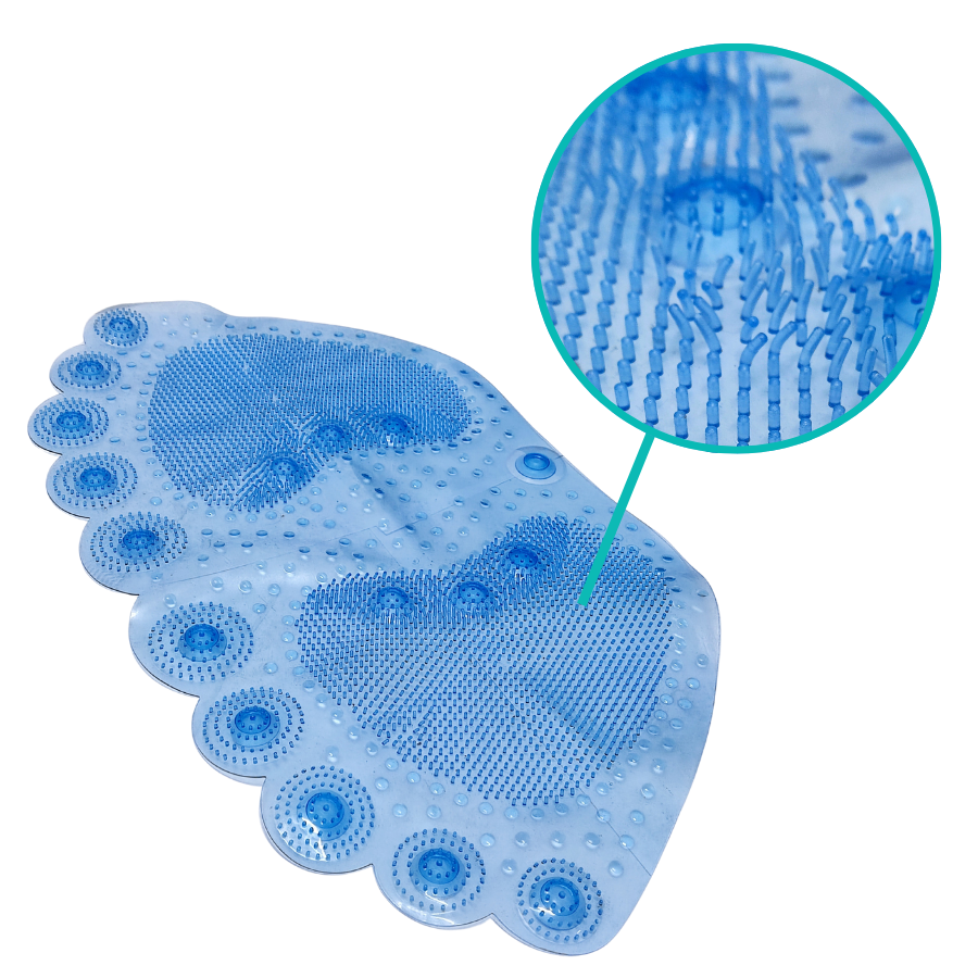 Tapete Antiderrapante PVC Contorno Pegada Azul 31,5x57cm - WX10957