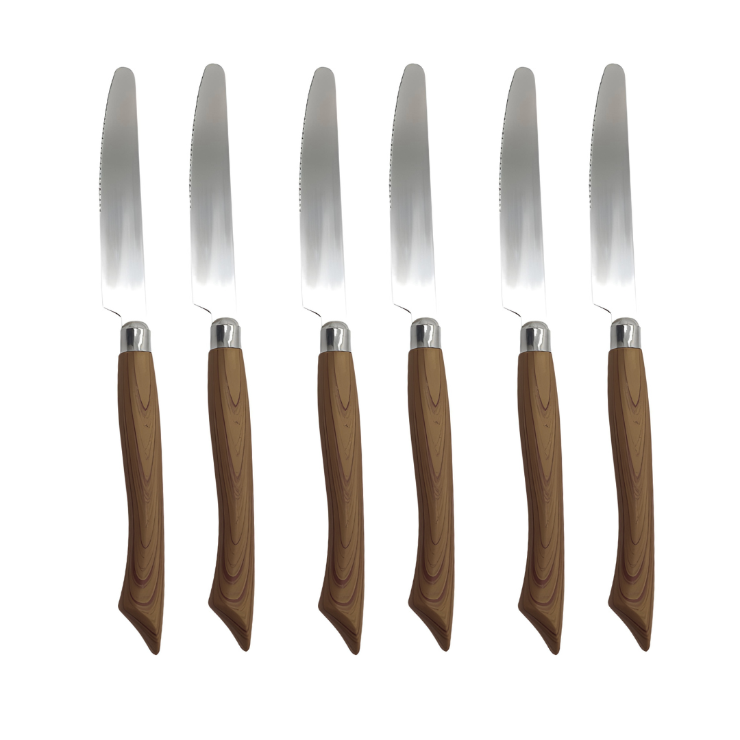 Talher Conjunto Jogo 6 Peças Wood Luxo Garfo Faca Colher