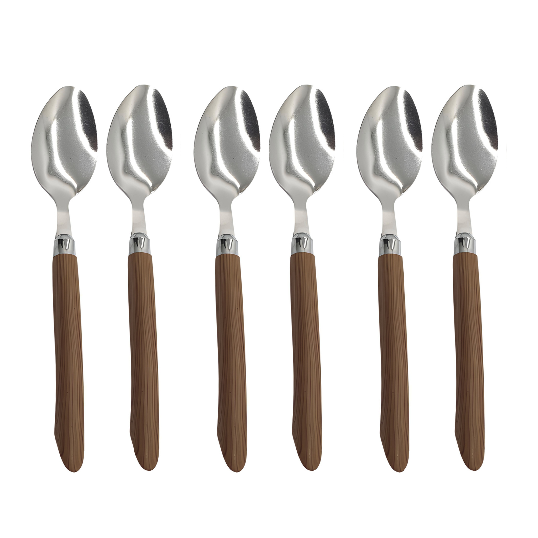 Talher Conjunto Jogo 6 Peças Wood Luxo Garfo Faca Colher