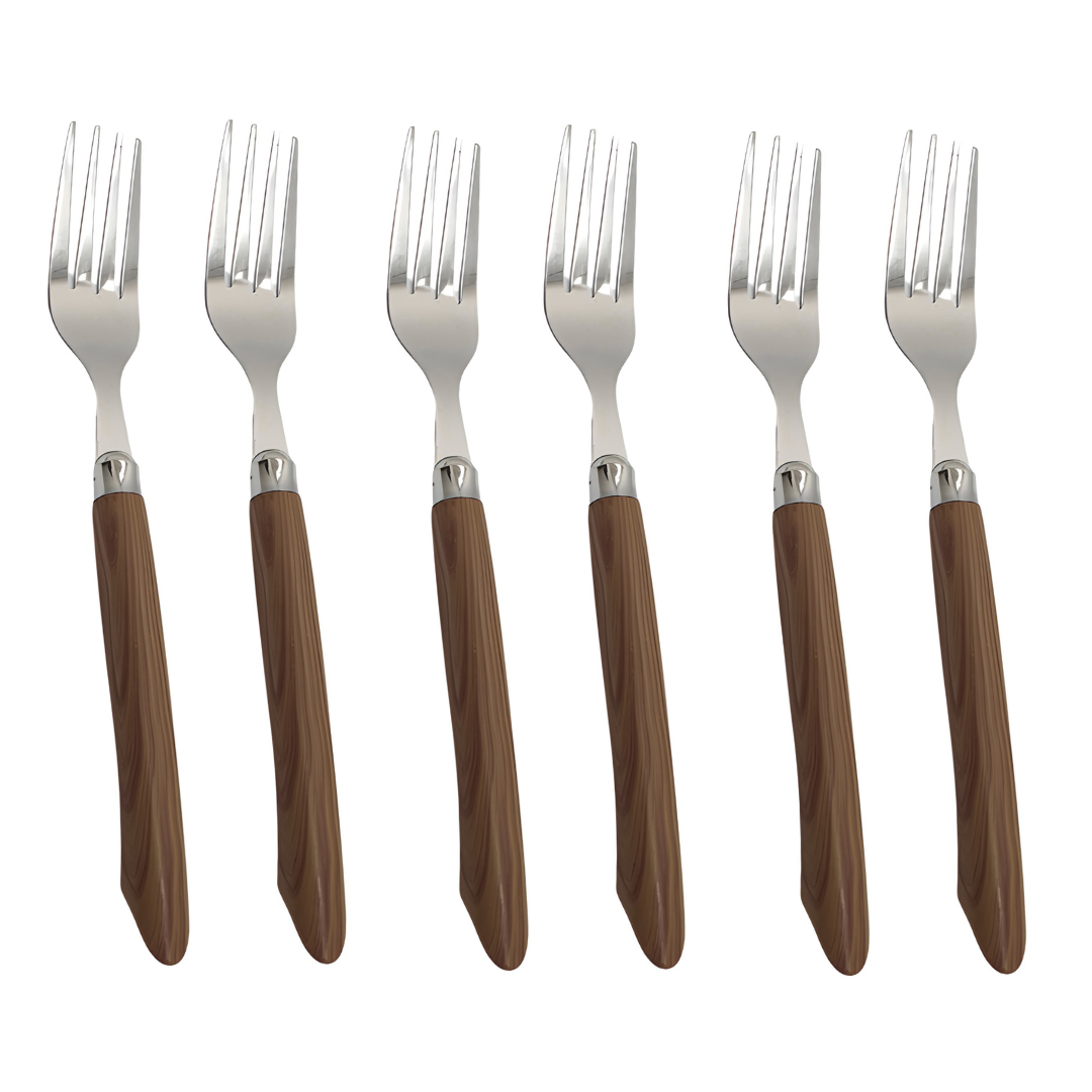 Talher Conjunto Jogo 6 Peças Wood Luxo Garfo Faca Colher