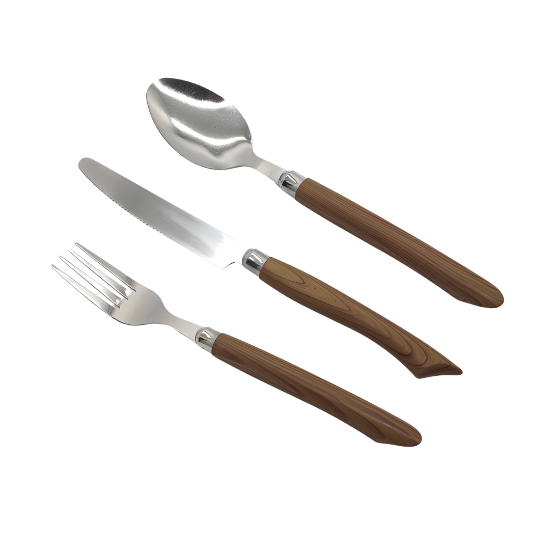 Talher Conjunto Jogo 6 Peças Wood Luxo Garfo Faca Colher