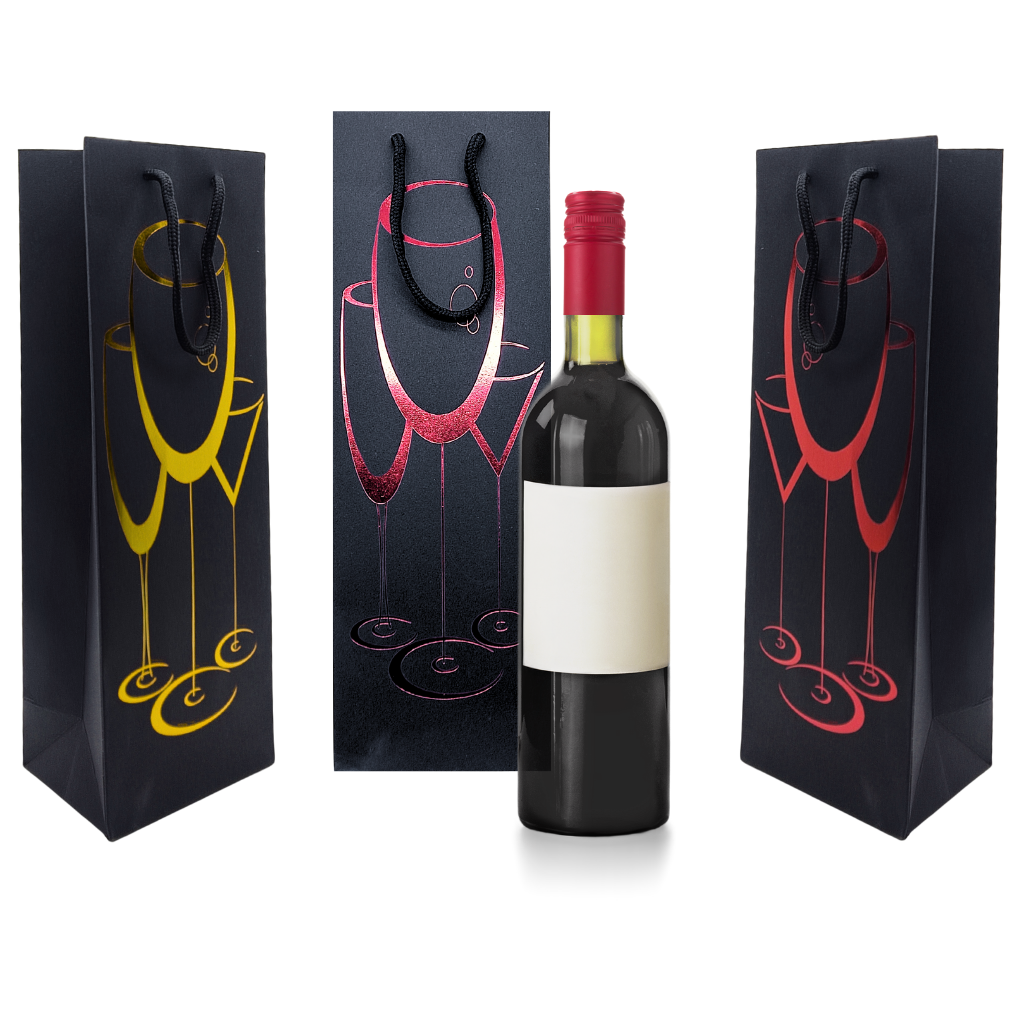 Sacola Kraft Garrafa Vinho Bebidas Presente Preto 100 Uni