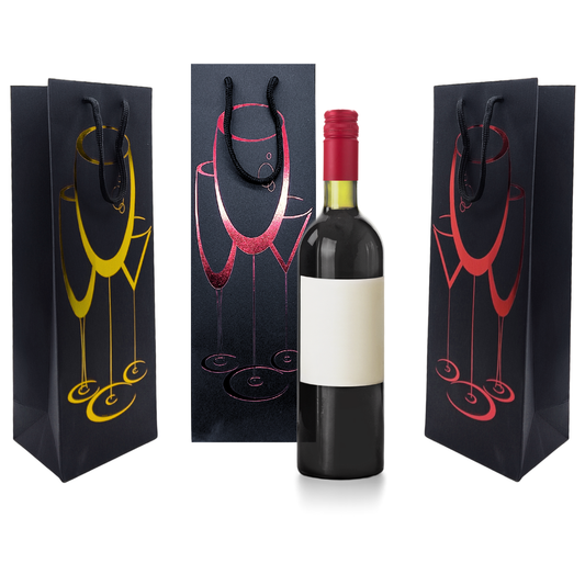 Sacola Kraft Garrafa Vinho Bebidas Presente Preto 50 Uni