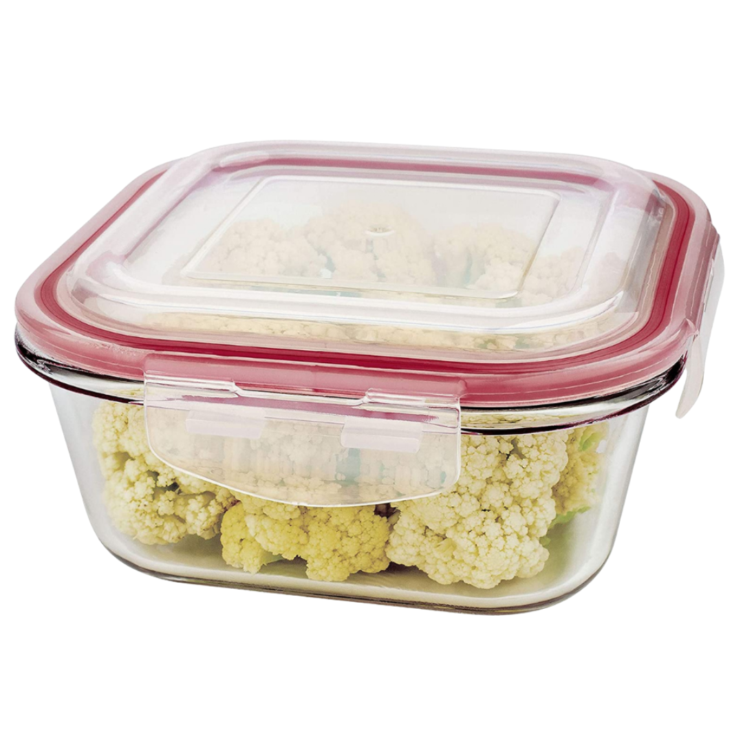 Pote De Vidro Hermético Quadrado Tampa Lock Marmita 800ml