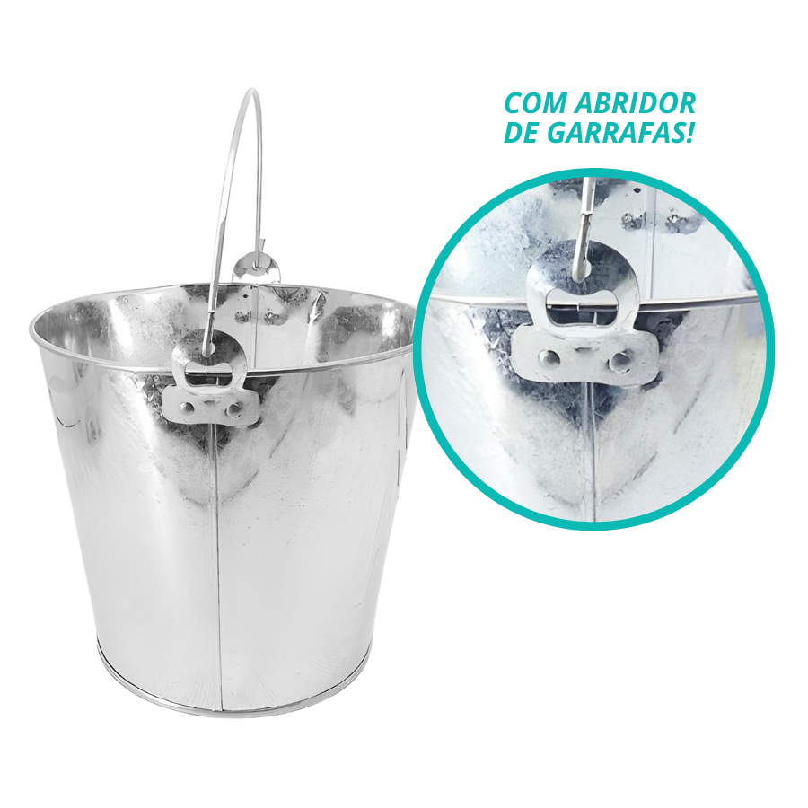Balde Baldinho De Gelo Aço Inox Para Bebidas Cerveja Champanhe Vinho 7,6L