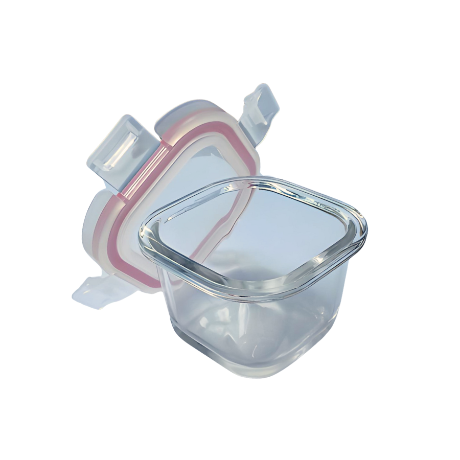 Pote Vidro Hermético Borossilicato Condimento Quadrado 200ml