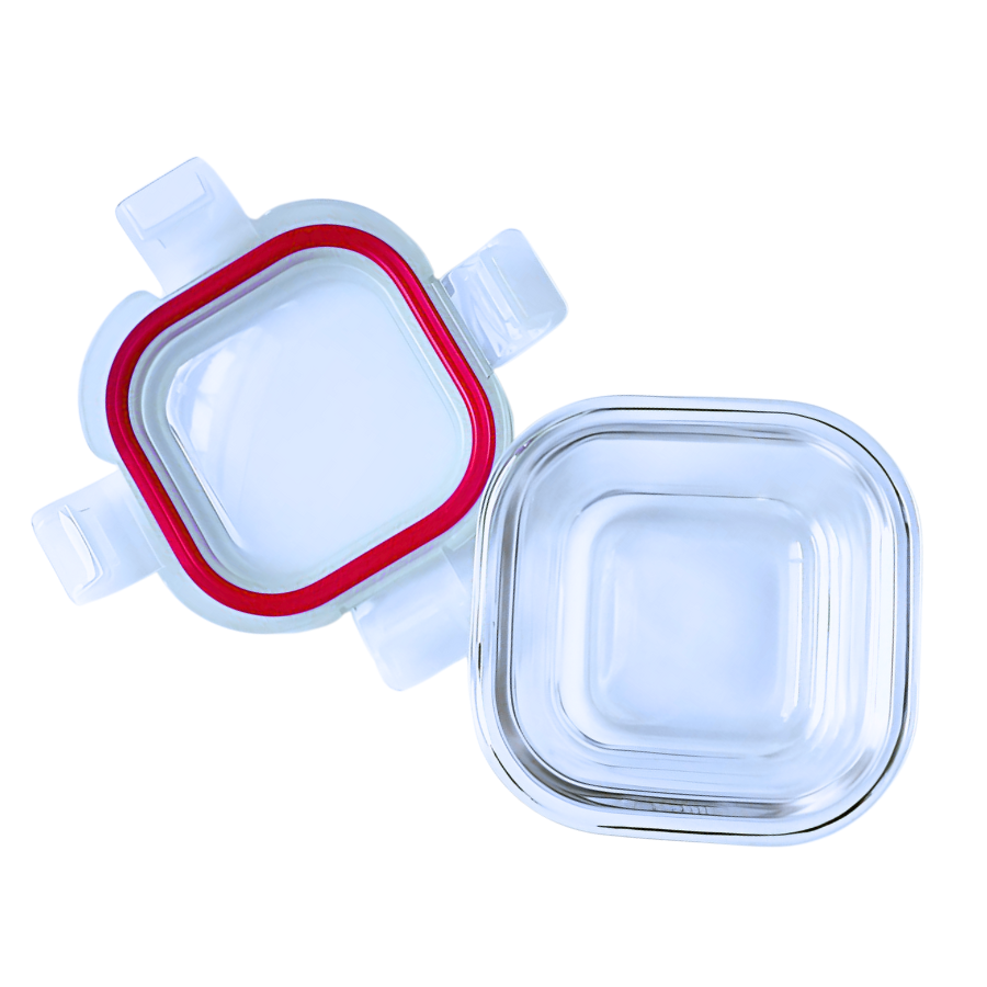 Pote Vidro Hermético Borossilicato Condimento Quadrado 200ml