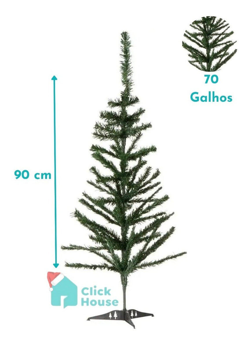 Arvore De Natal Nevada Verde 90 Cm 70 Galhos Click House